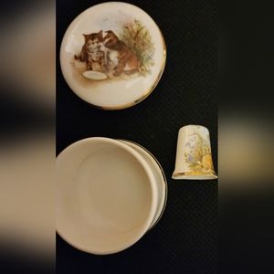 Bone China Trinket Box and Thimble